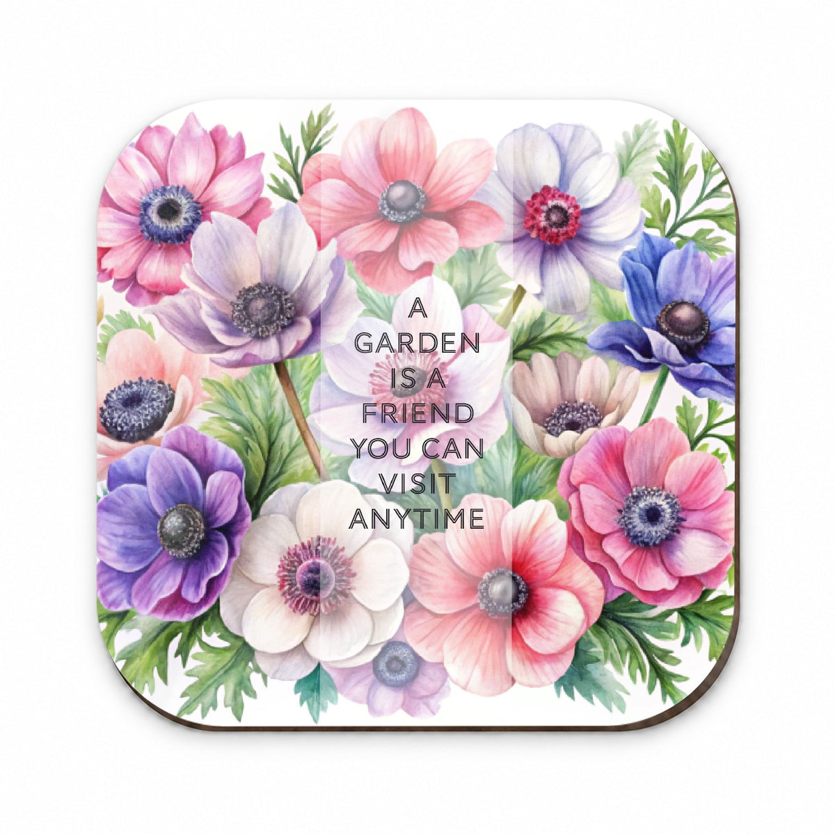 Garden Is Friend Inspirational Gardening Anemone Flowers Watercolor Fridge Magnet
