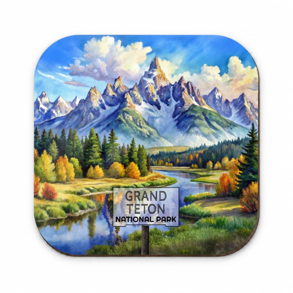 Grand Teton National Park Wyoming Watercolor Fridge Magnet