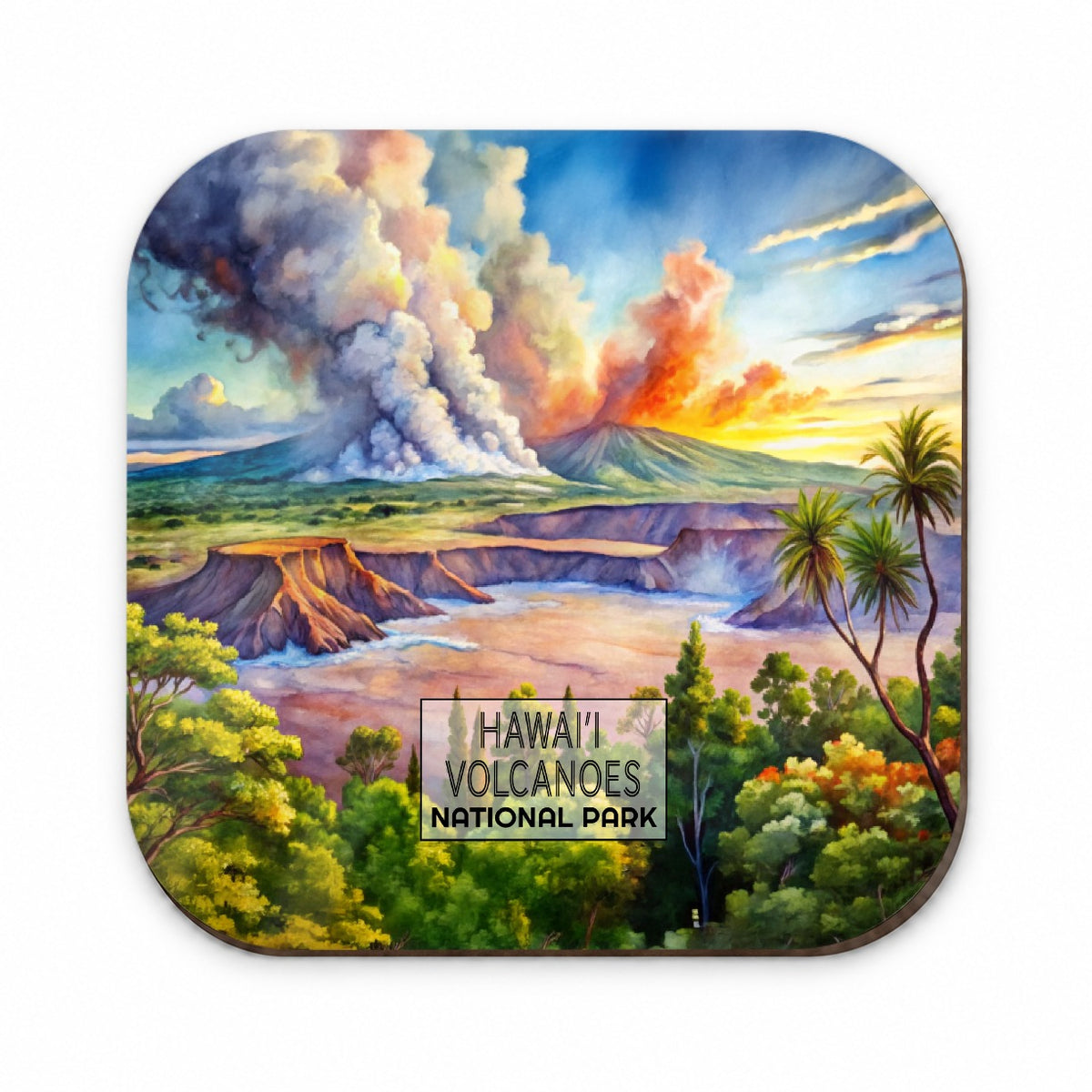Hawaii Volcanoes National Park Watercolor Fridge Magnet