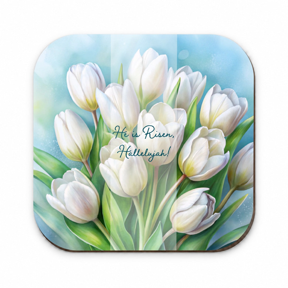 He Is Risen Hallelujah Easter Christian White Tulips Flowers Fridge Magnet