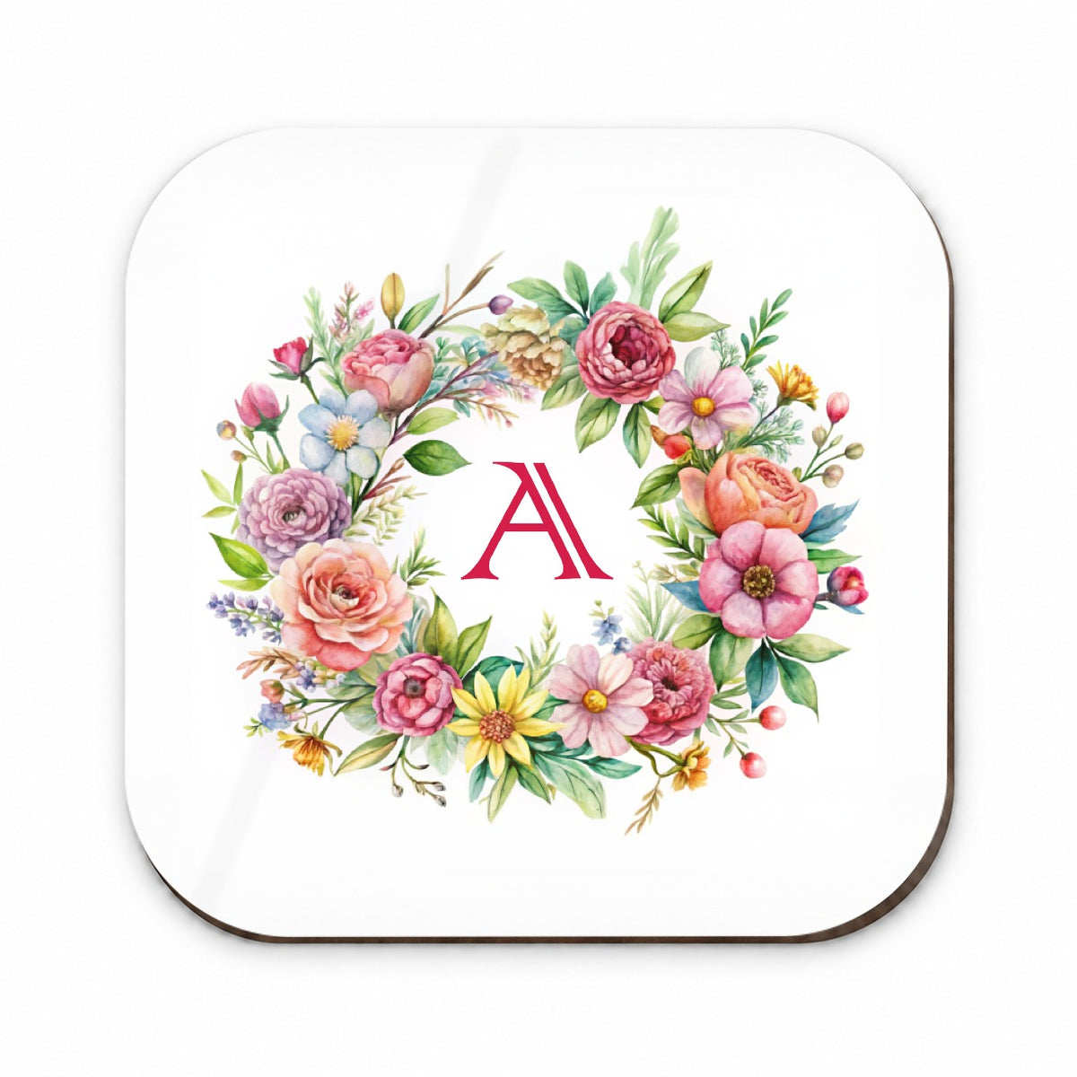 Letter A Initial Monogram Flowers Floral Fridge Magnet