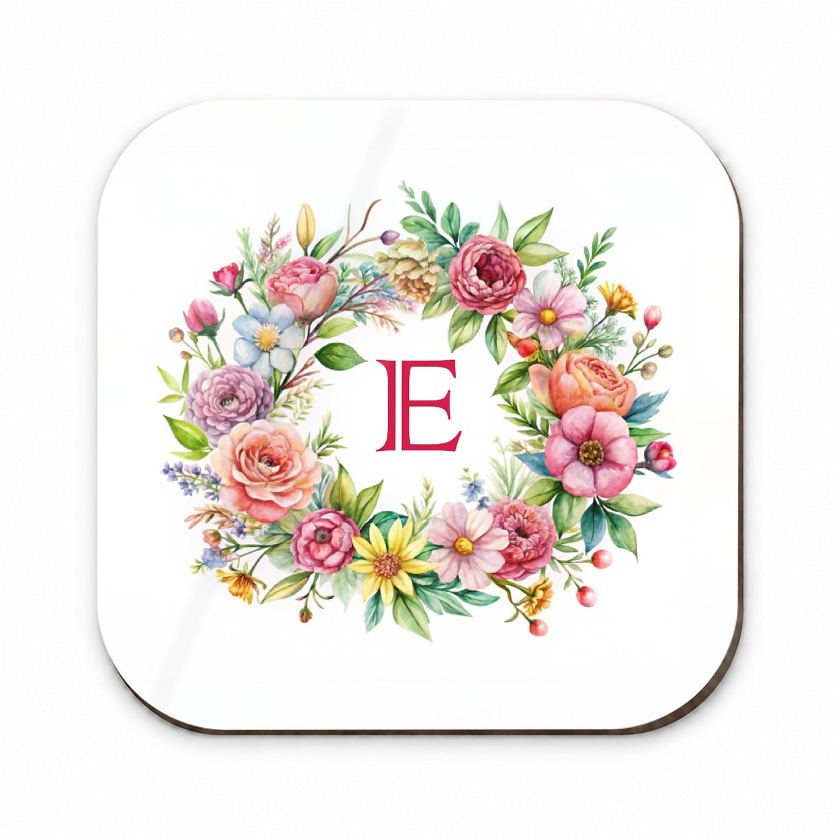 Letter E Initial Monogram Flowers Floral Fridge Magnet