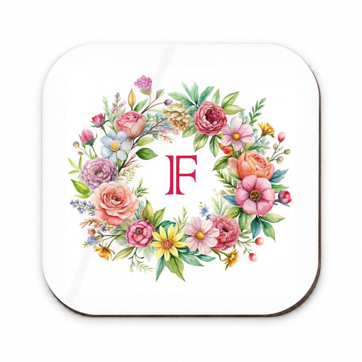 Letter F Initial Monogram Flowers Floral Fridge Magnet