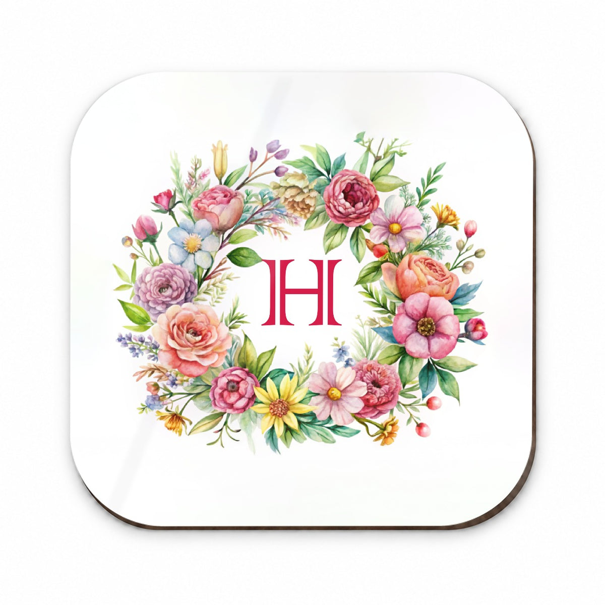 Letter H Initial Monogram Flowers Floral Fridge Magnet