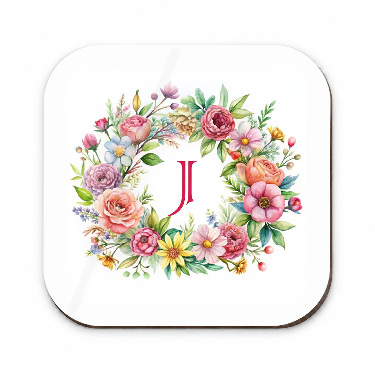 Letter J Initial Monogram Flowers Floral Fridge Magnet