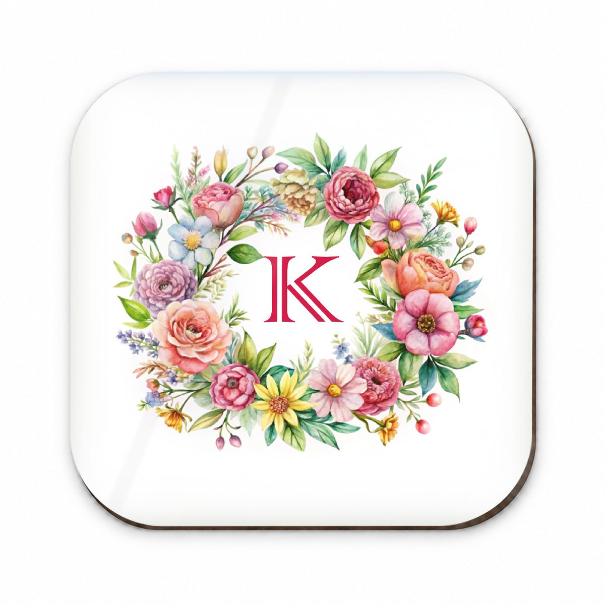 Letter K Initial Monogram Flowers Floral Fridge Magnet
