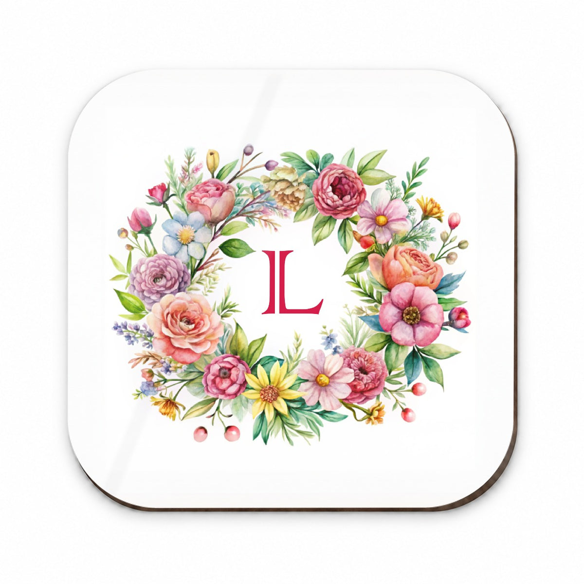 Letter L Initial Monogram Flowers Floral Fridge Magnet