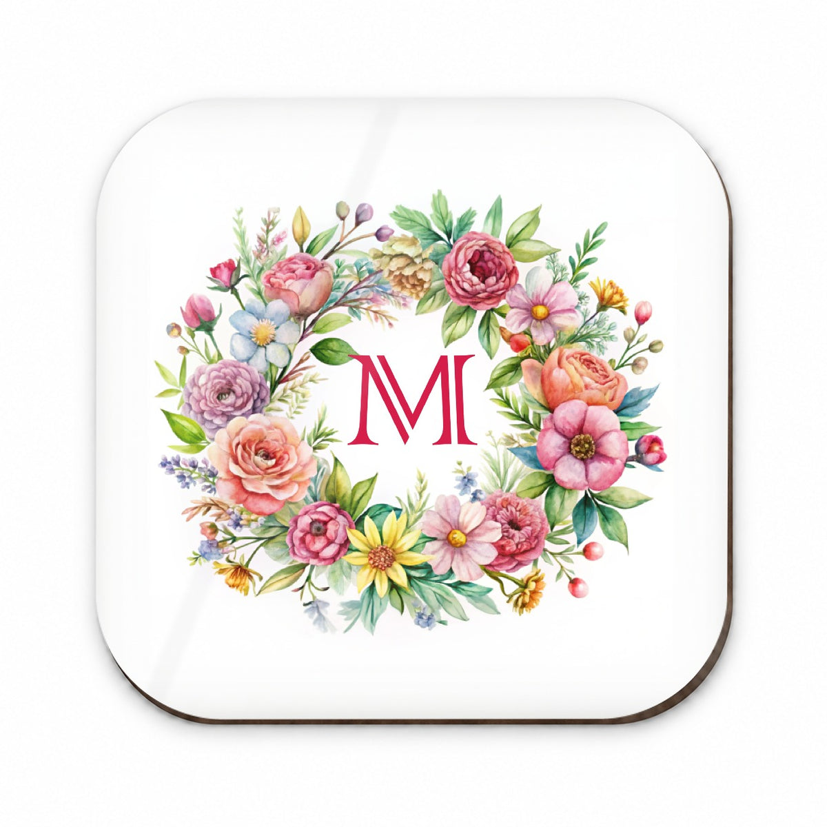 Letter M Initial Monogram Flowers Floral Fridge Magnet