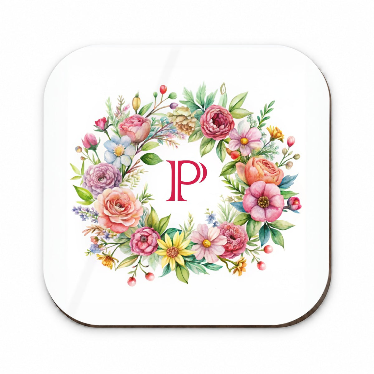 Letter P Initial Monogram Flowers Floral Fridge Magnet