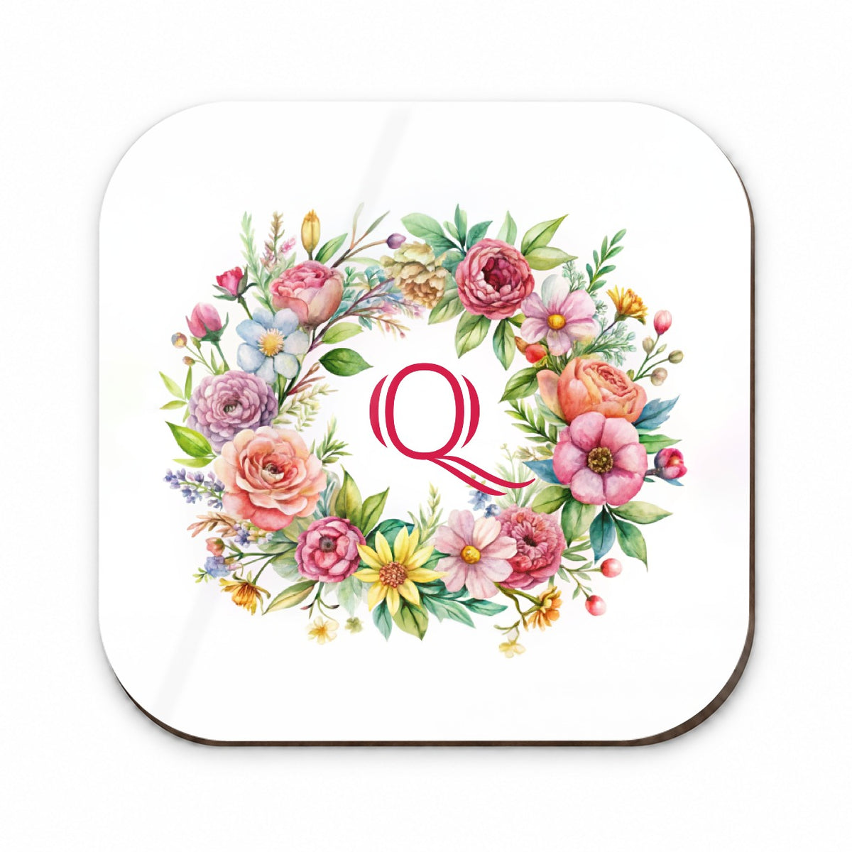 Letter Q Initial Monogram Flowers Floral Fridge Magnet