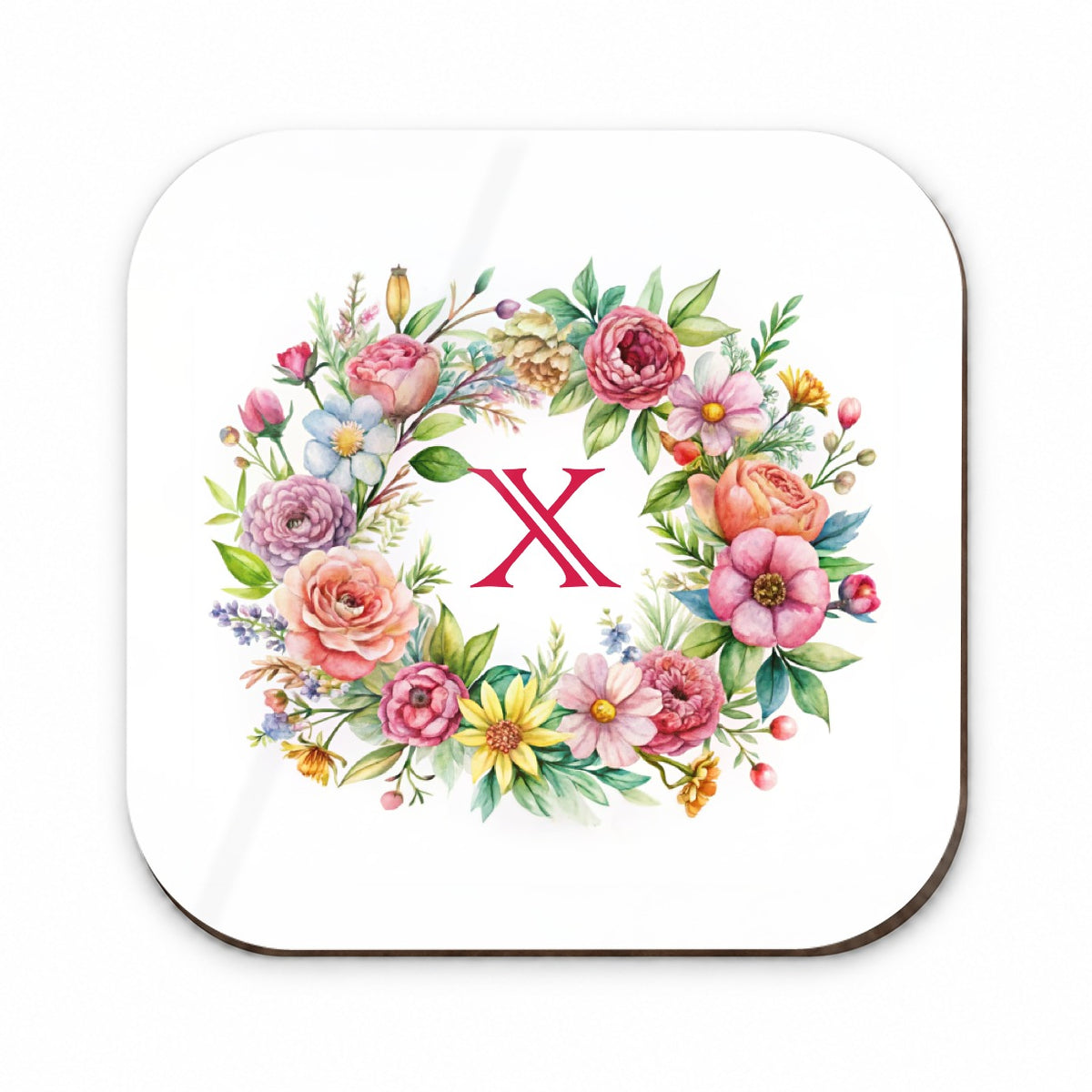 Letter X Initial Monogram Flowers Floral Fridge Magnet