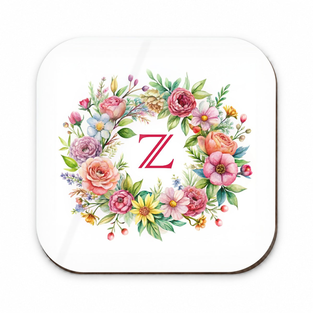 Letter Z Initial Monogram Flowers Floral Fridge Magnet
