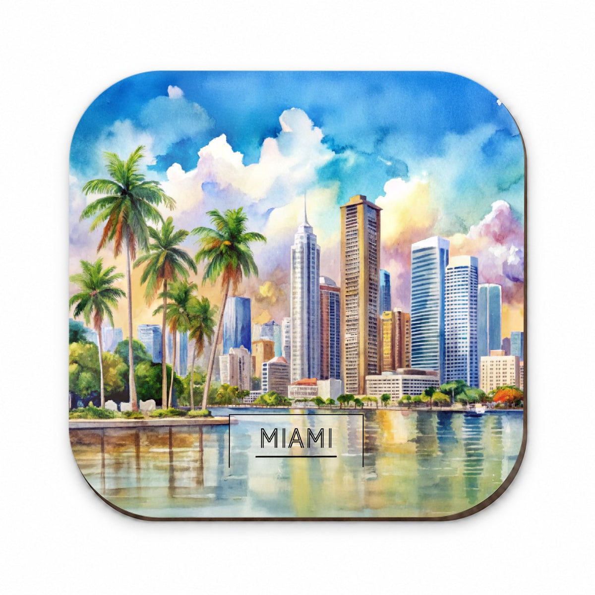Miami Florida Travel Watercolor Fridge Magnet