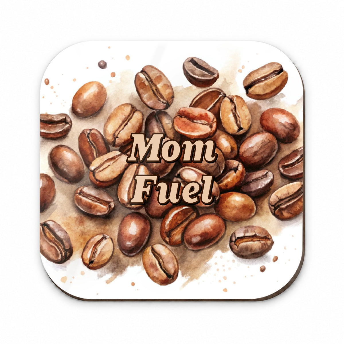Mom Fuel Coffee Beans Watercolor Fridge Magnet