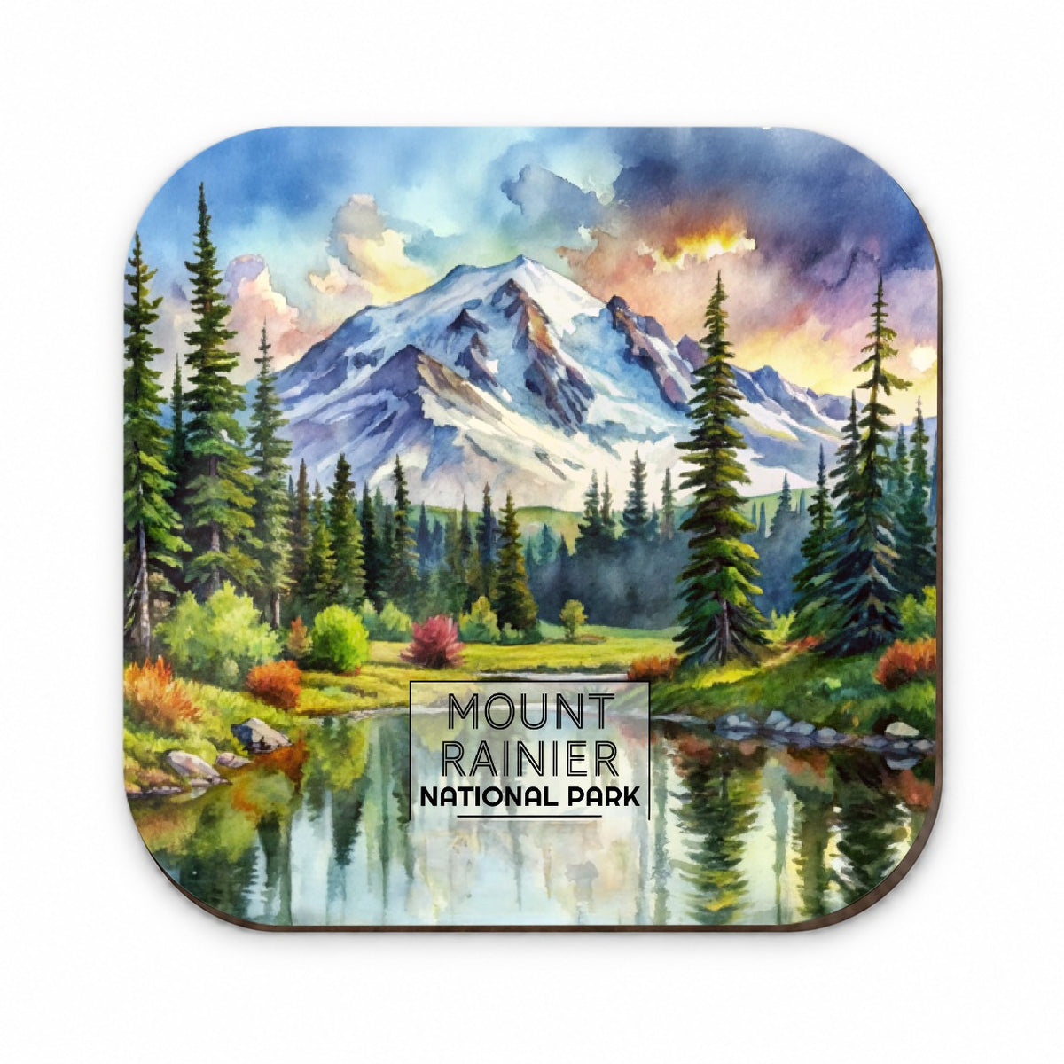 Mount Rainier National Park Washington Watercolor Fridge Magnet