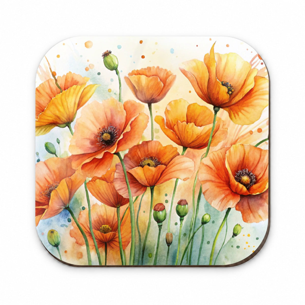 Orange Poppies Flowers Watercolor Fridge Magnet