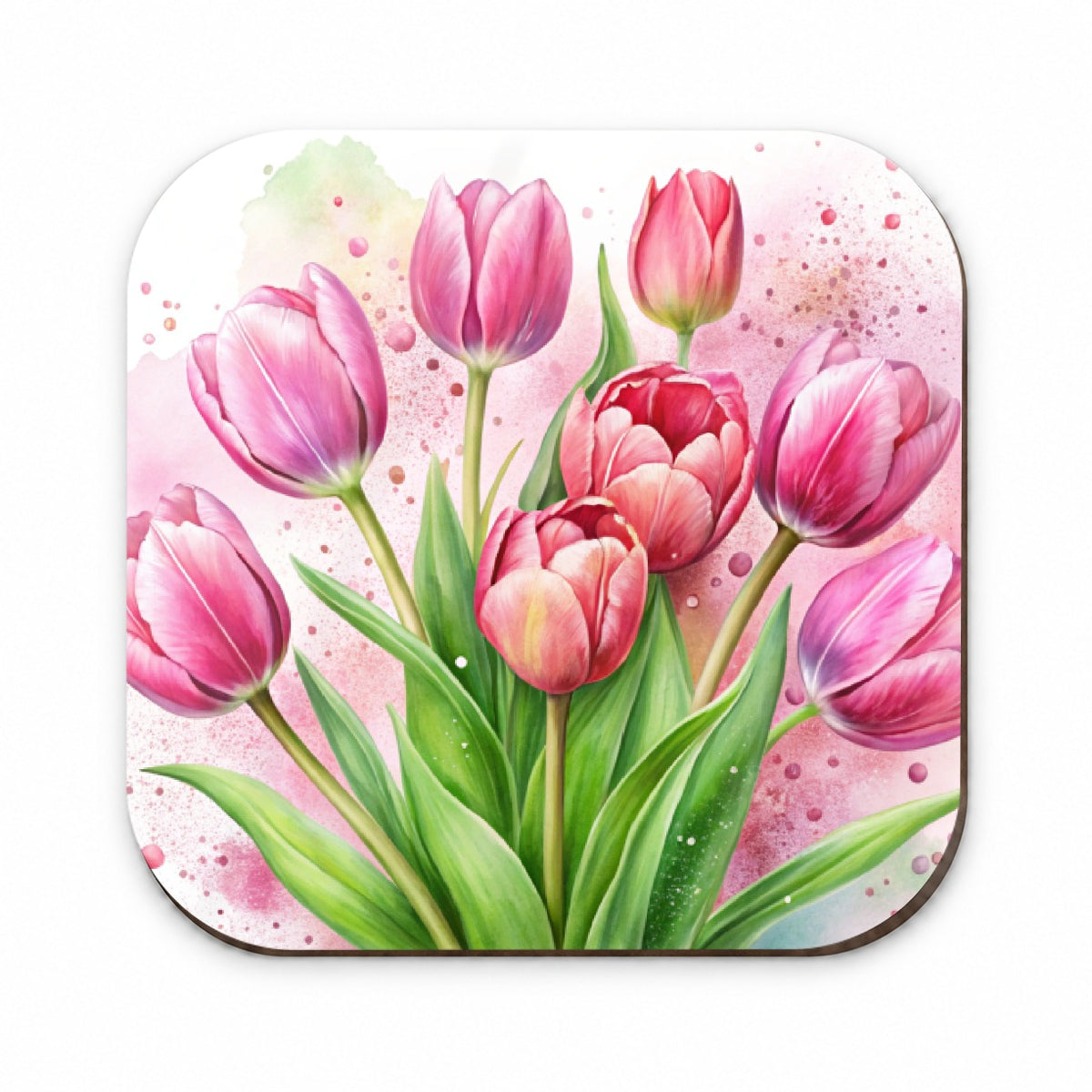 Pink Tulips Flowers Watercolor Fridge Magnet