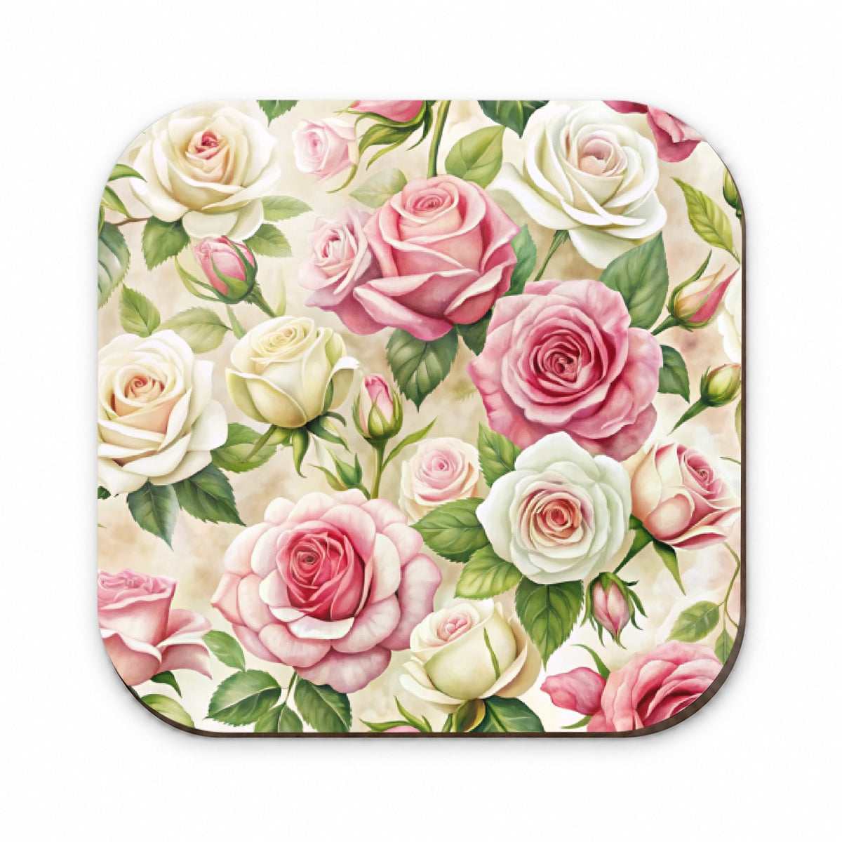 Pink White Roses Flowers Watercolor Fridge Magnet