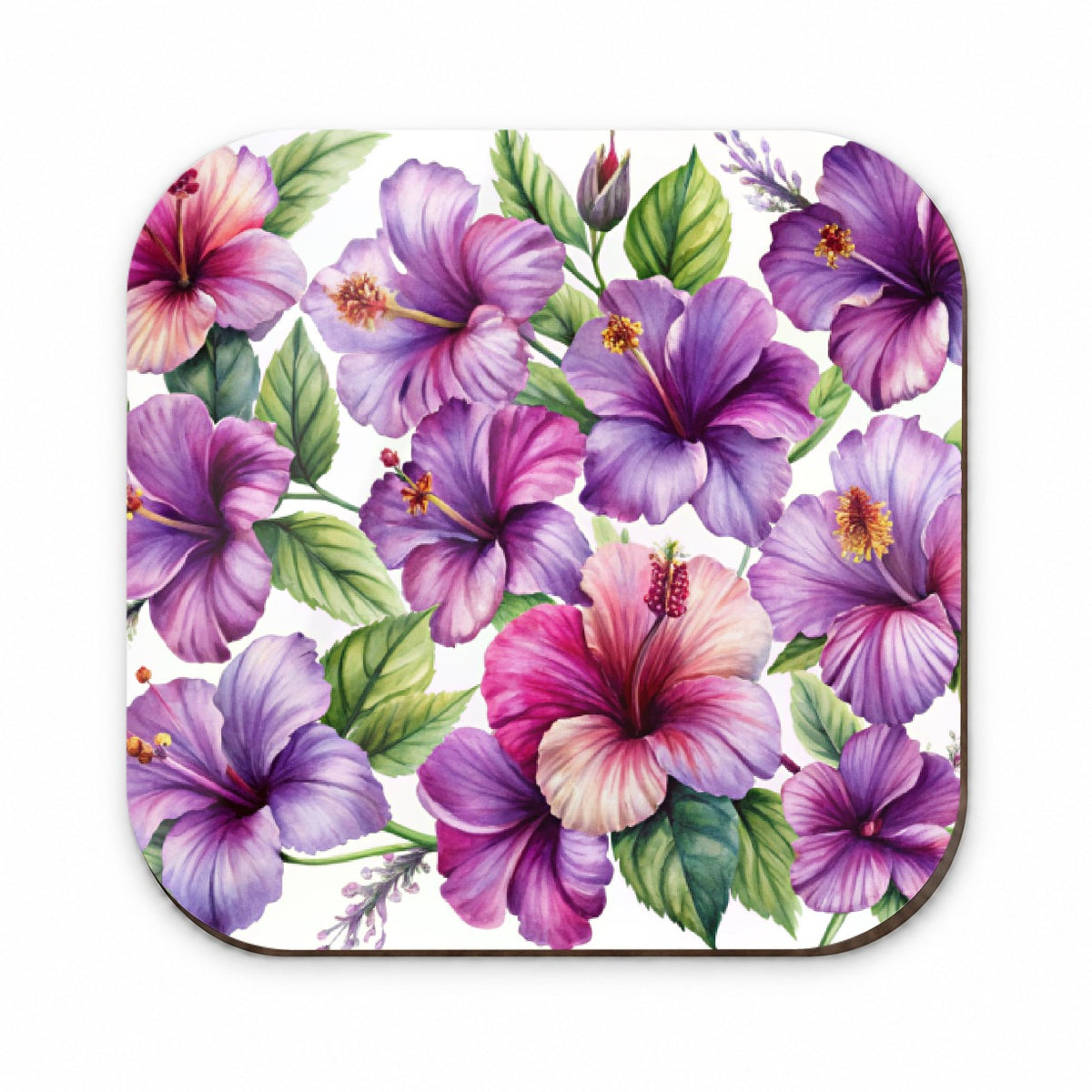 Purple Hibiscus Flowers Watercolor Fridge Magnet