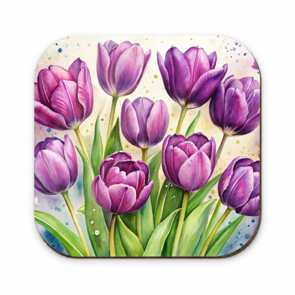 Purple Tulips Flowers Watercolor Fridge Magnet