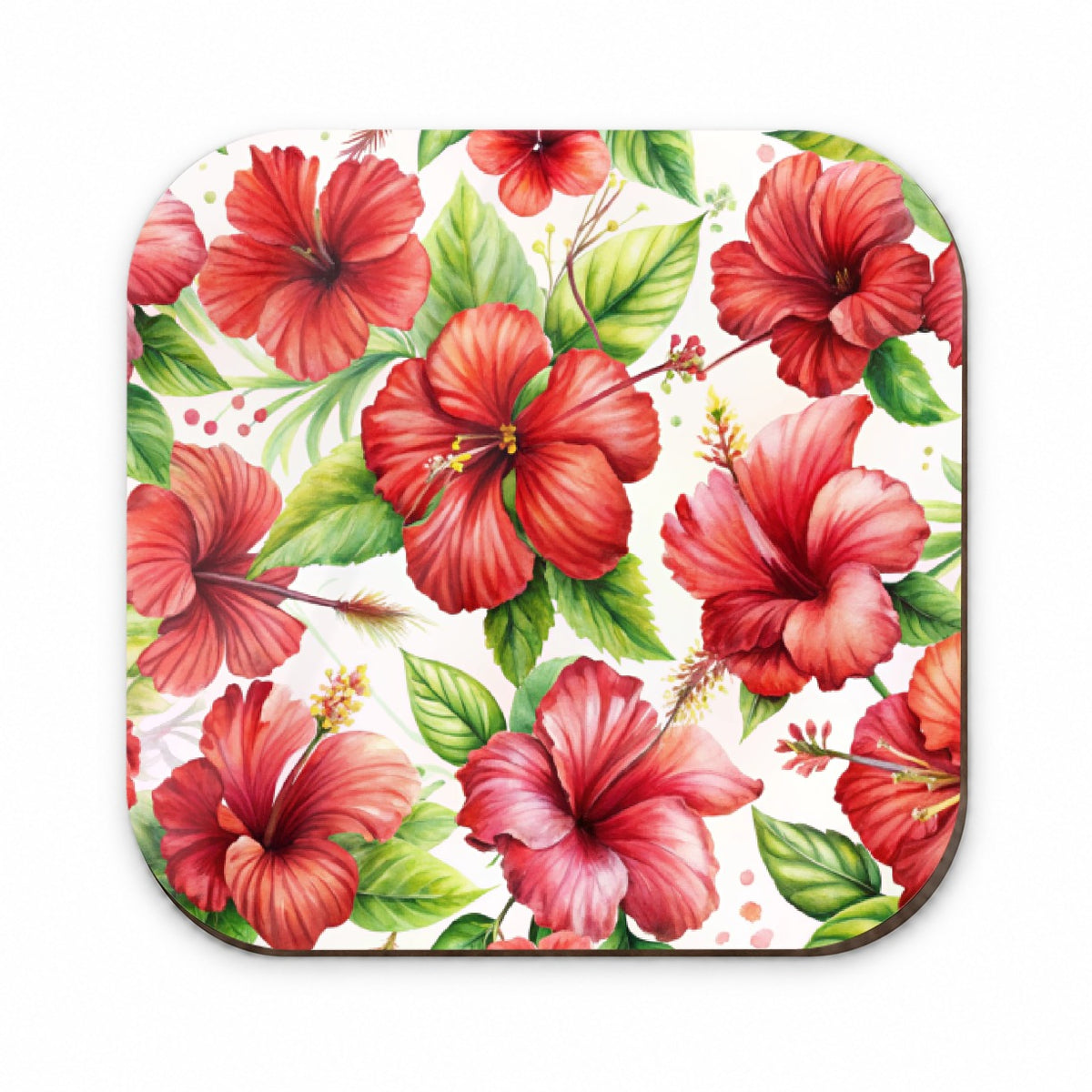 Red Hibiscus Flowers Watercolor Fridge Magnet