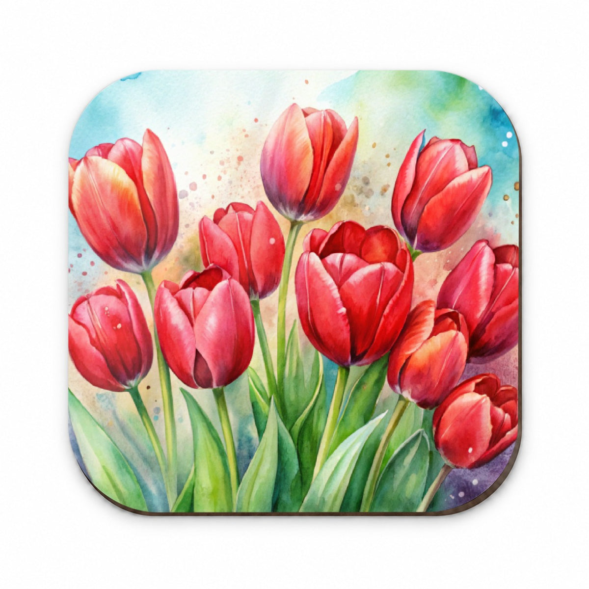 Red Tulips Flowers Watercolor Fridge Magnet