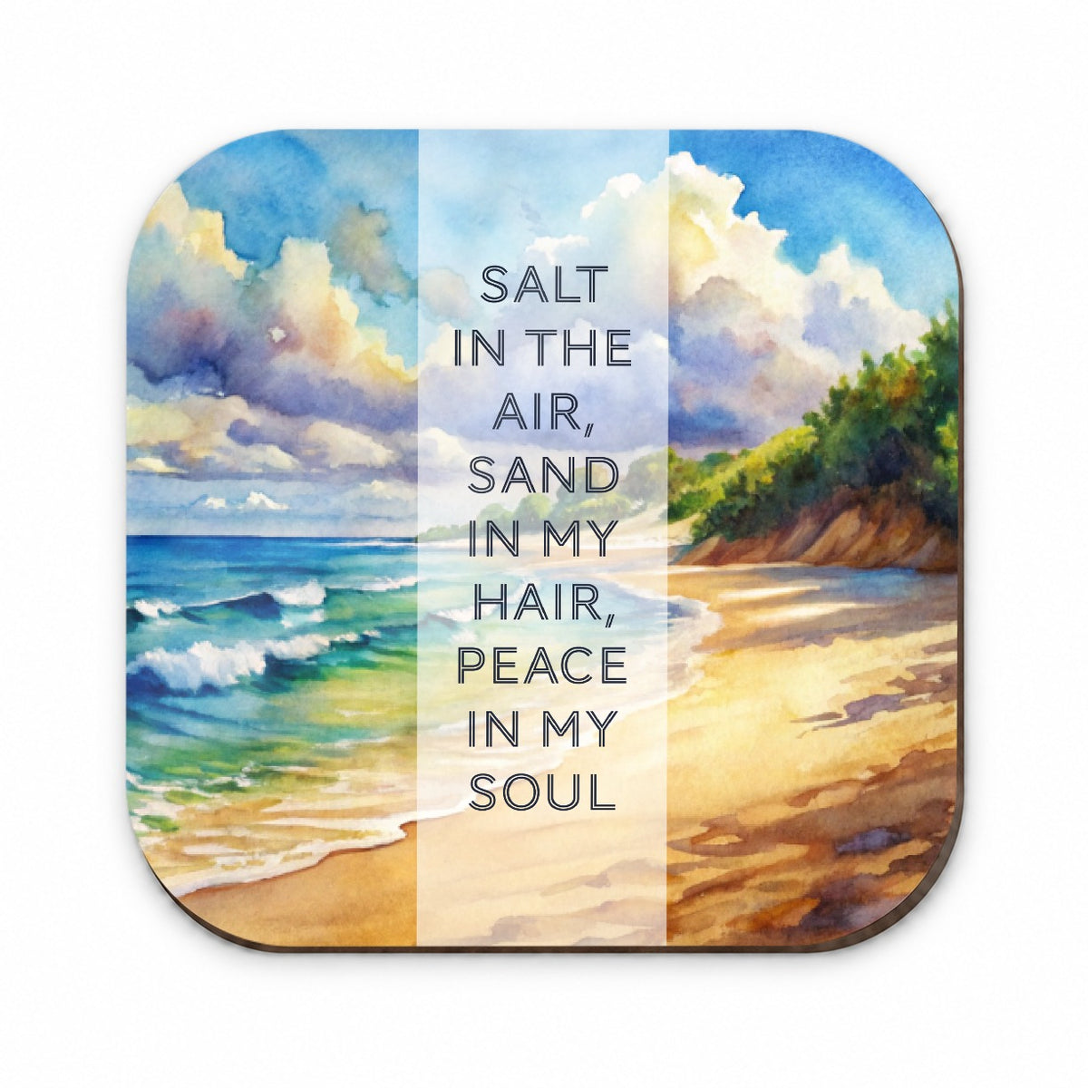 Salt Sand Peace Inspirational Beautiful Beach Ocean Watercolor Fridge Magnet