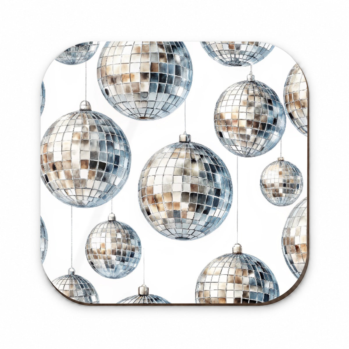 Silver Disco Balls Watercolor Fridge Magnet