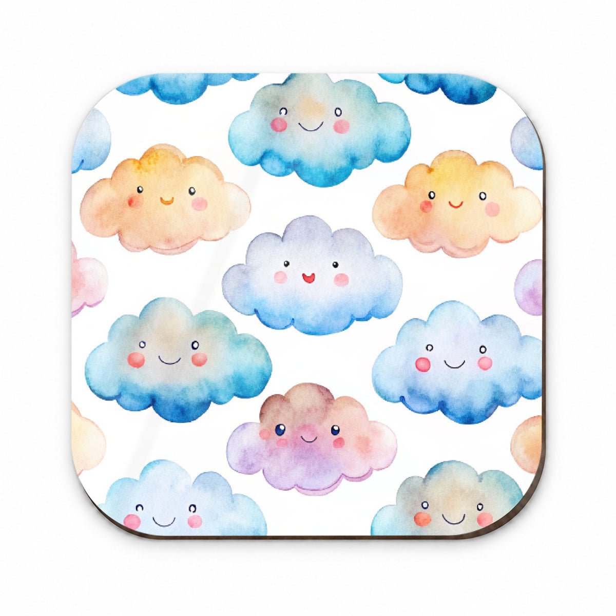 Sweet Smiling Clouds In A Row Watercolor Fridge Magnet