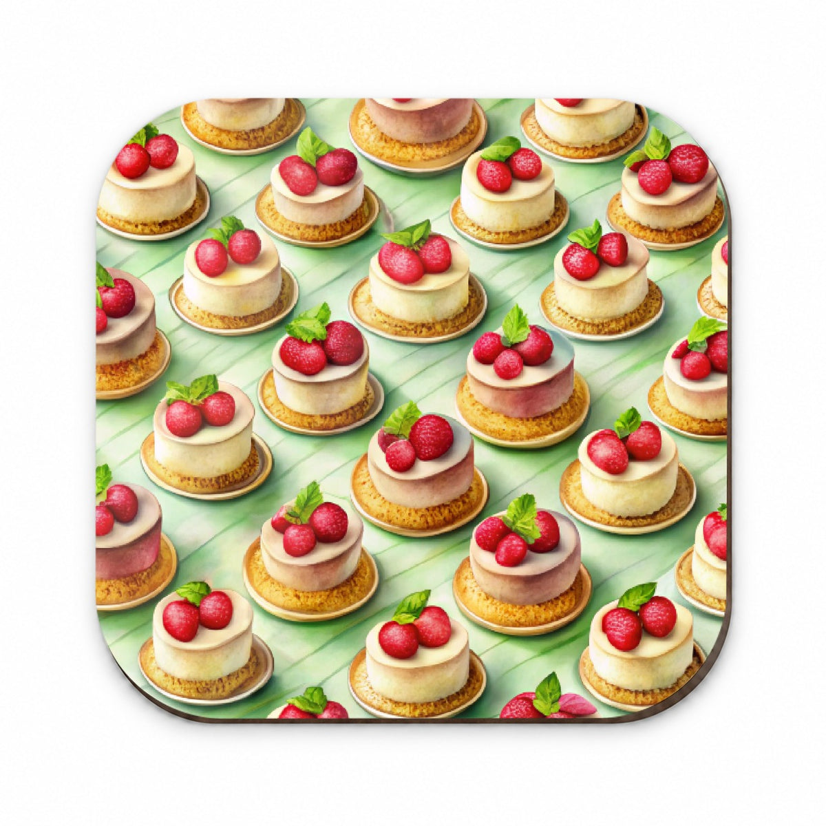 Tiny Cheesecakes On Plates In A Row Fridge Magnet