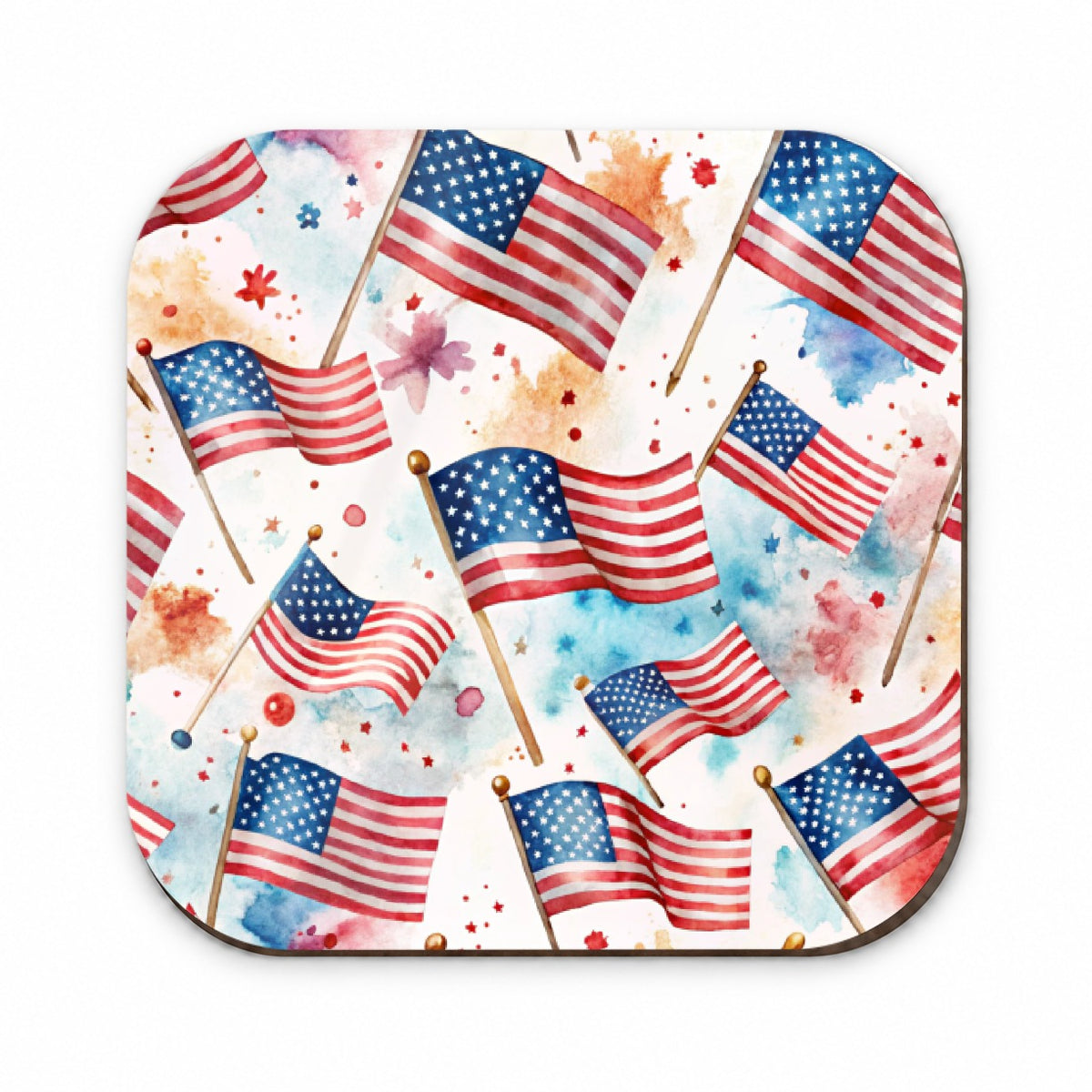 USA American Flags Patriotic Watercolor Fridge Magnet
