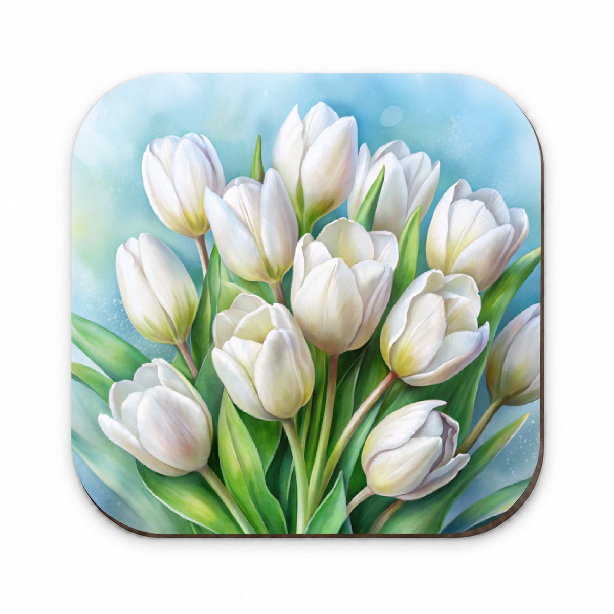 White Tulips Flowers Watercolor Fridge Magnet
