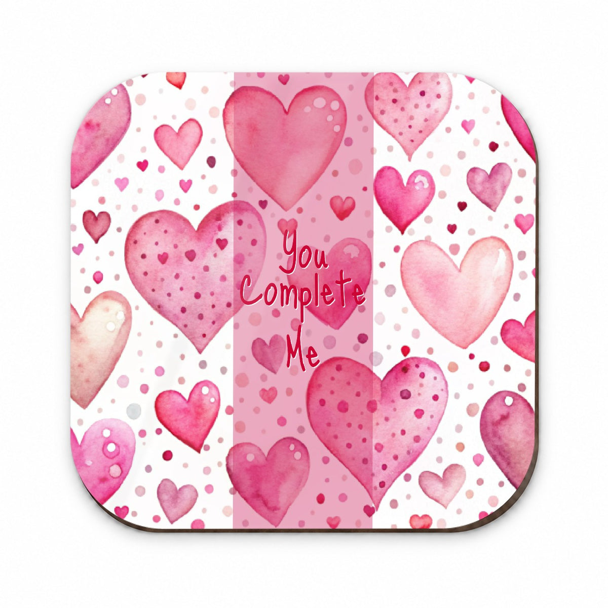You Complete Me Valentine's Love Anniversary Pink Hearts Dots Fridge Magnet
