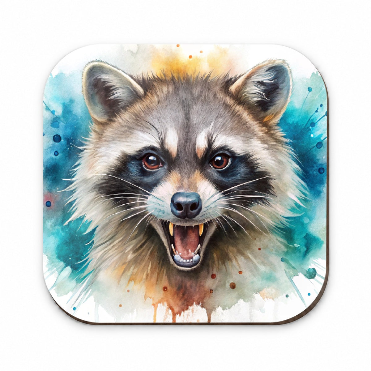 Angry Mad Raccoon Watercolor Fridge Magnet