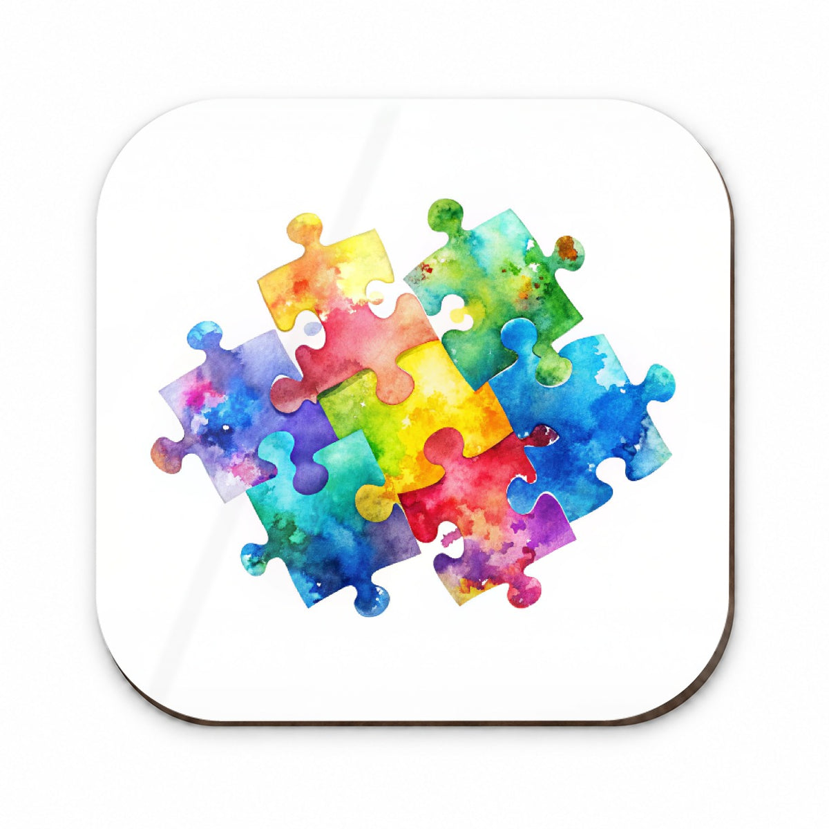 Autism Awareness Acceptance Puzzle Pieces Watercolor Fridge Magnet