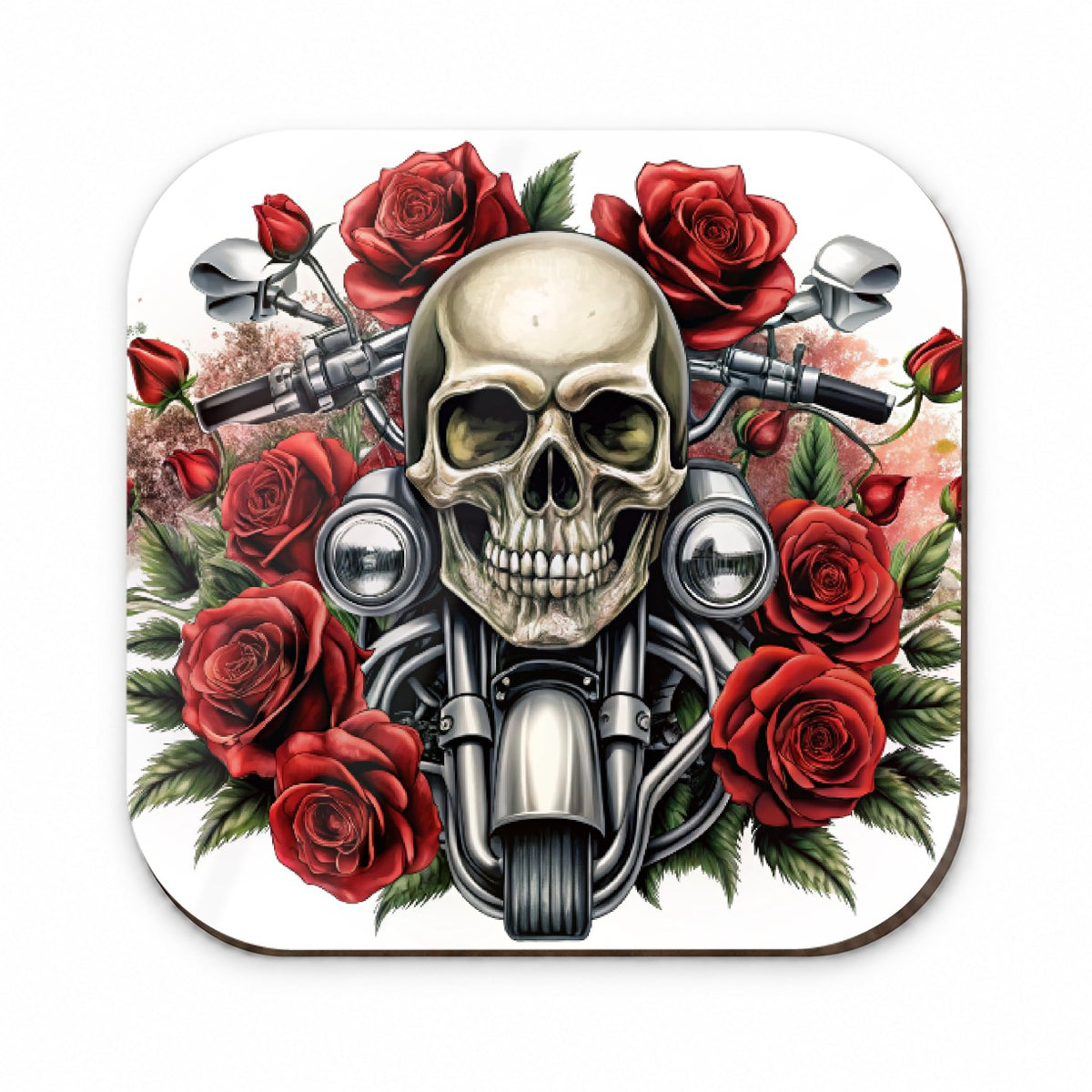 Biker Style Skulls And Roses Motorcycle Fridge Magnet