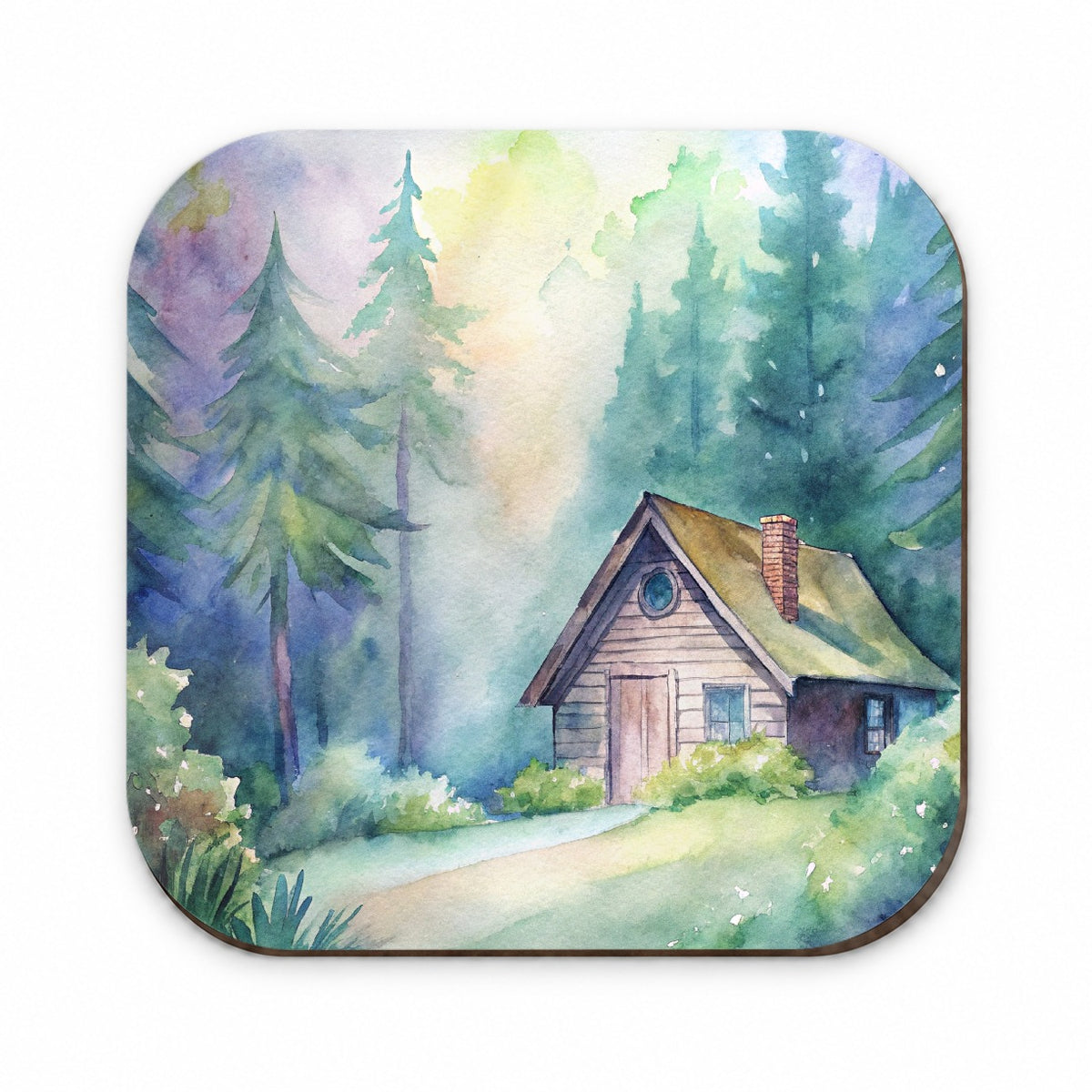Cabin In The Forest Woods Watercolor Fridge Magnet