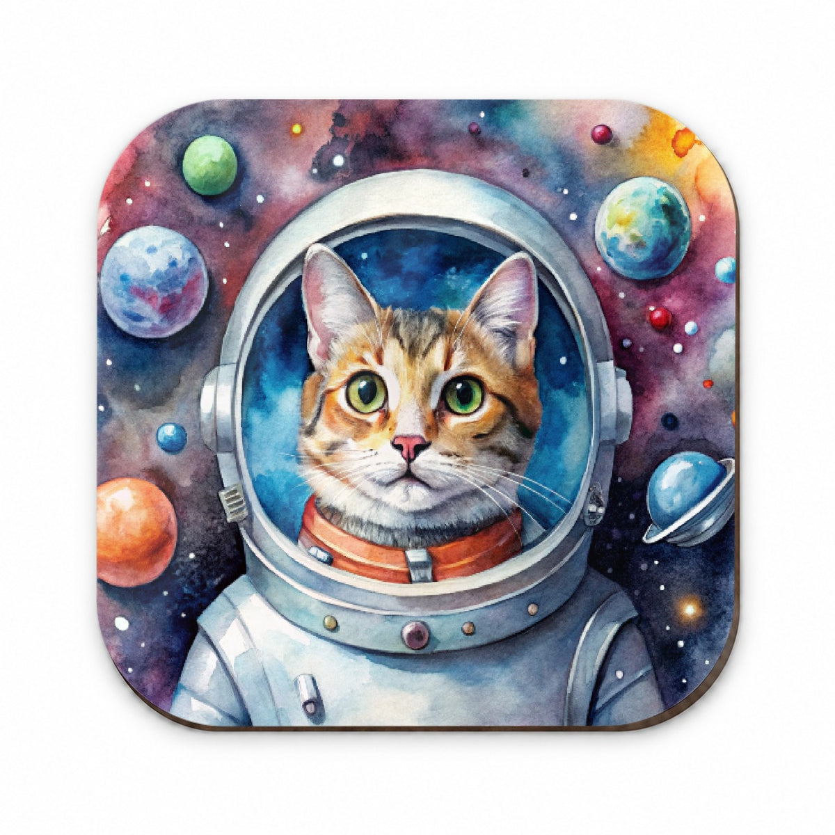 Cat In Space Funny Tabby Watercolor Fridge Magnet