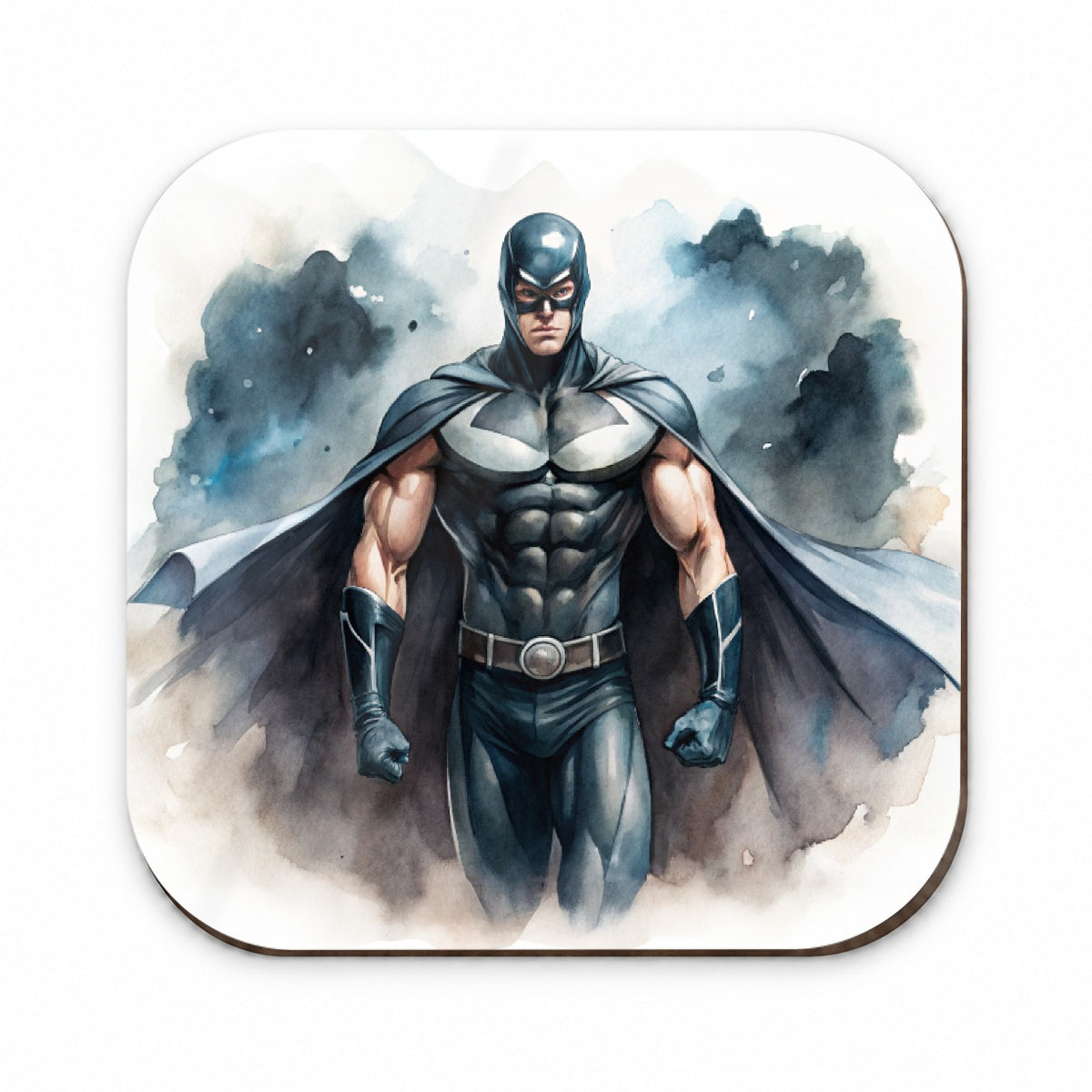 Classic Masked Superhero With Black Costume Watercolor Fridge Magnet