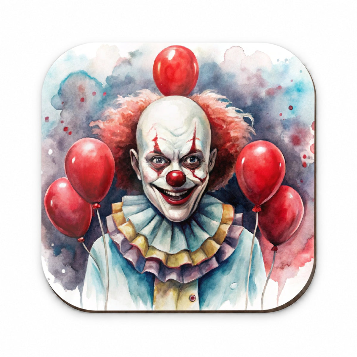 Creepy Scary Evil Clown With Red Balloons Watercolor Fridge Magnet