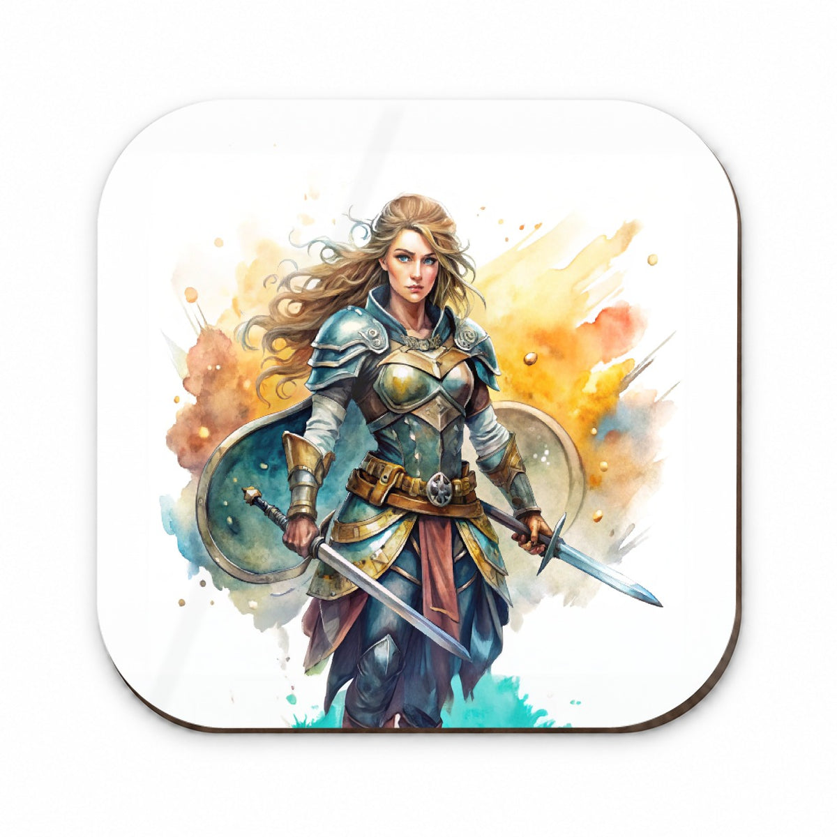 Fantasy Female Fighter Warrior Shield-maiden Watercolor Fridge Magnet