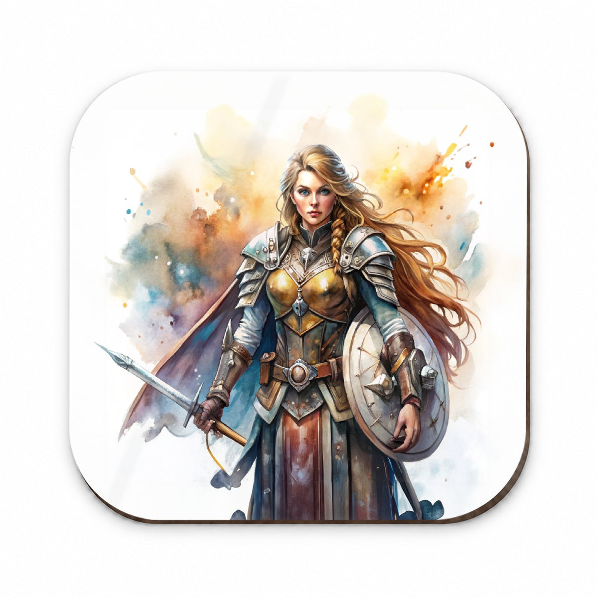 Fantasy Female Warrior Paladin Watercolor Fridge Magnet