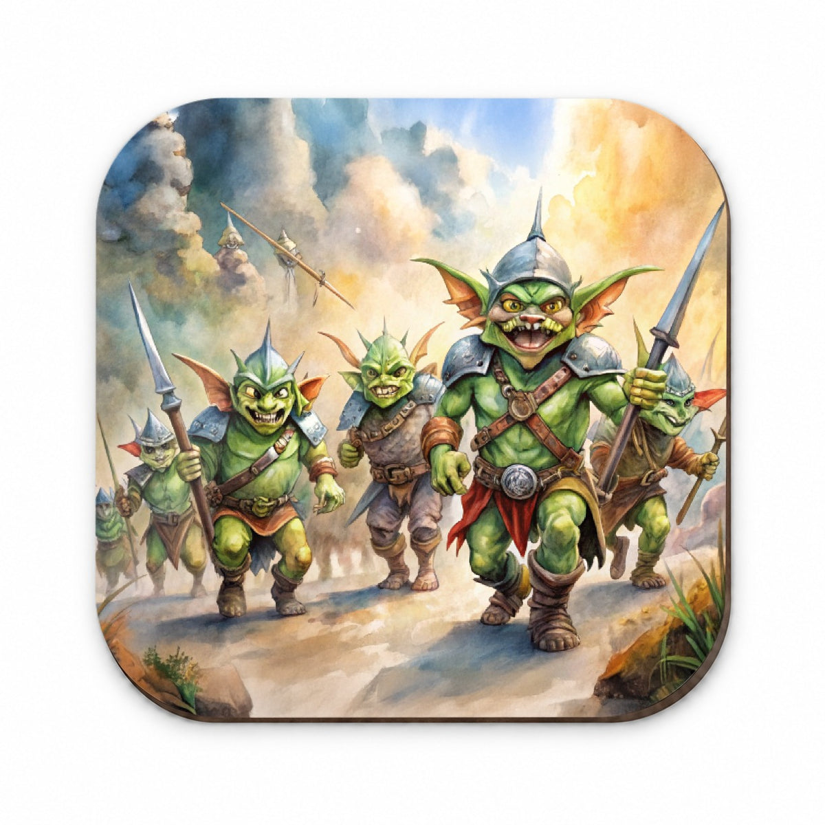Fantasy Goblins Monsters Going To War Watercolor Fridge Magnet