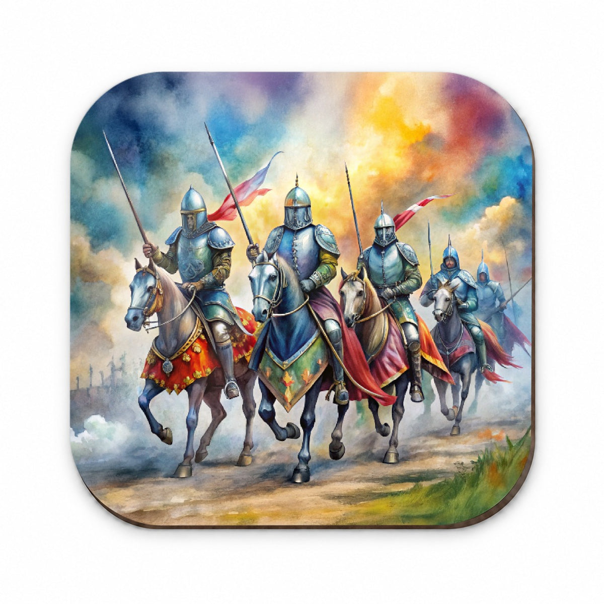 Fantasy Knights Riding To War Watercolor Fridge Magnet