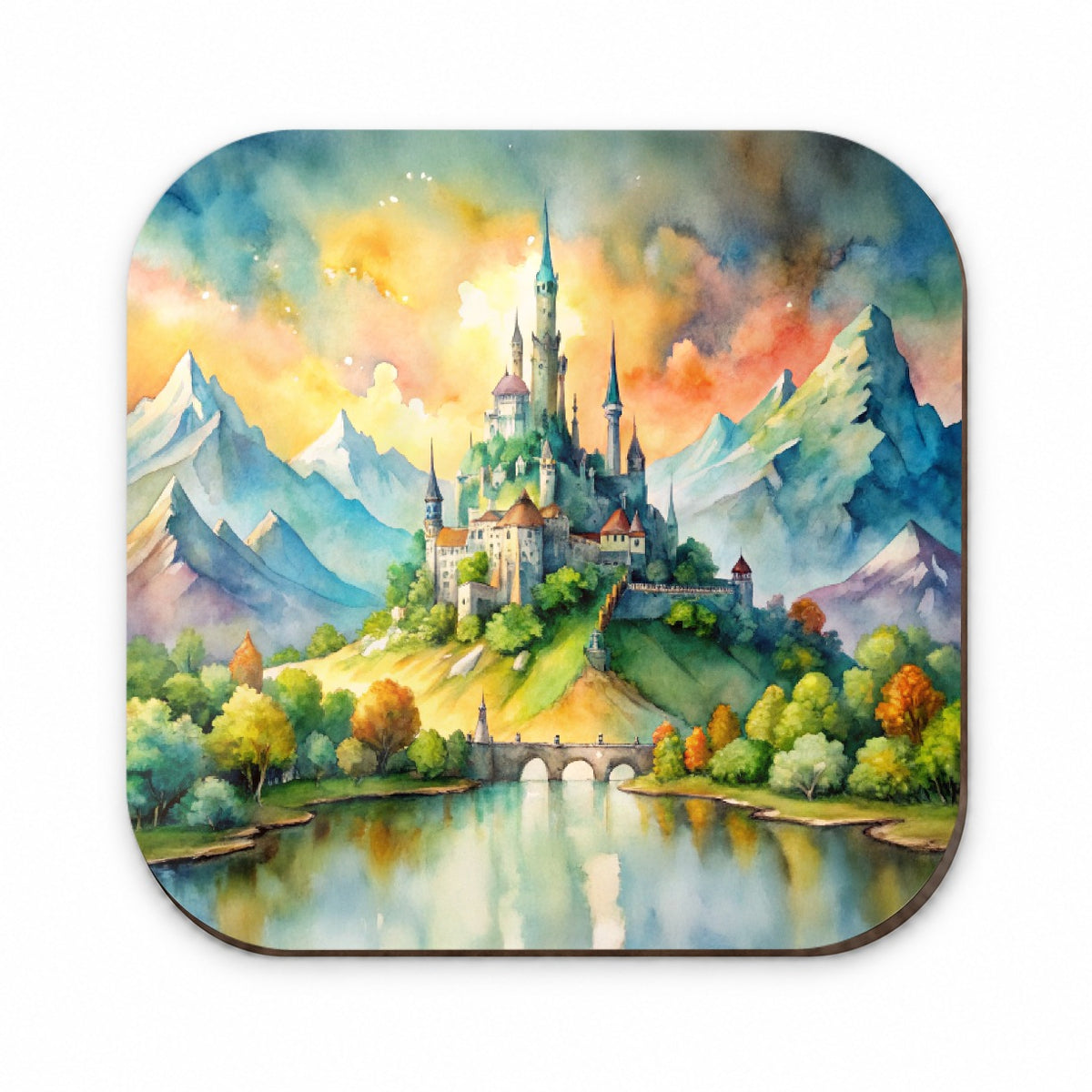 Fantasy Magical Castle On A Hill Watercolor Fridge Magnet