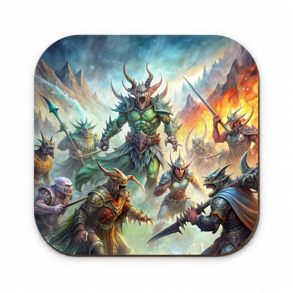 Fantasy Monsters In Battle Watercolor Fridge Magnet