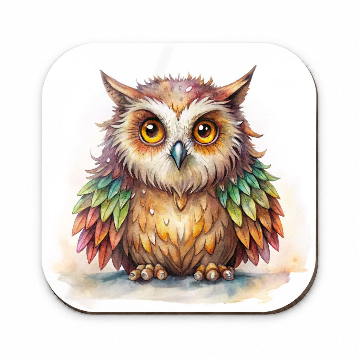 Fantasy Owlbear Owl Bear Colorful Wings Watercolor Fridge Magnet