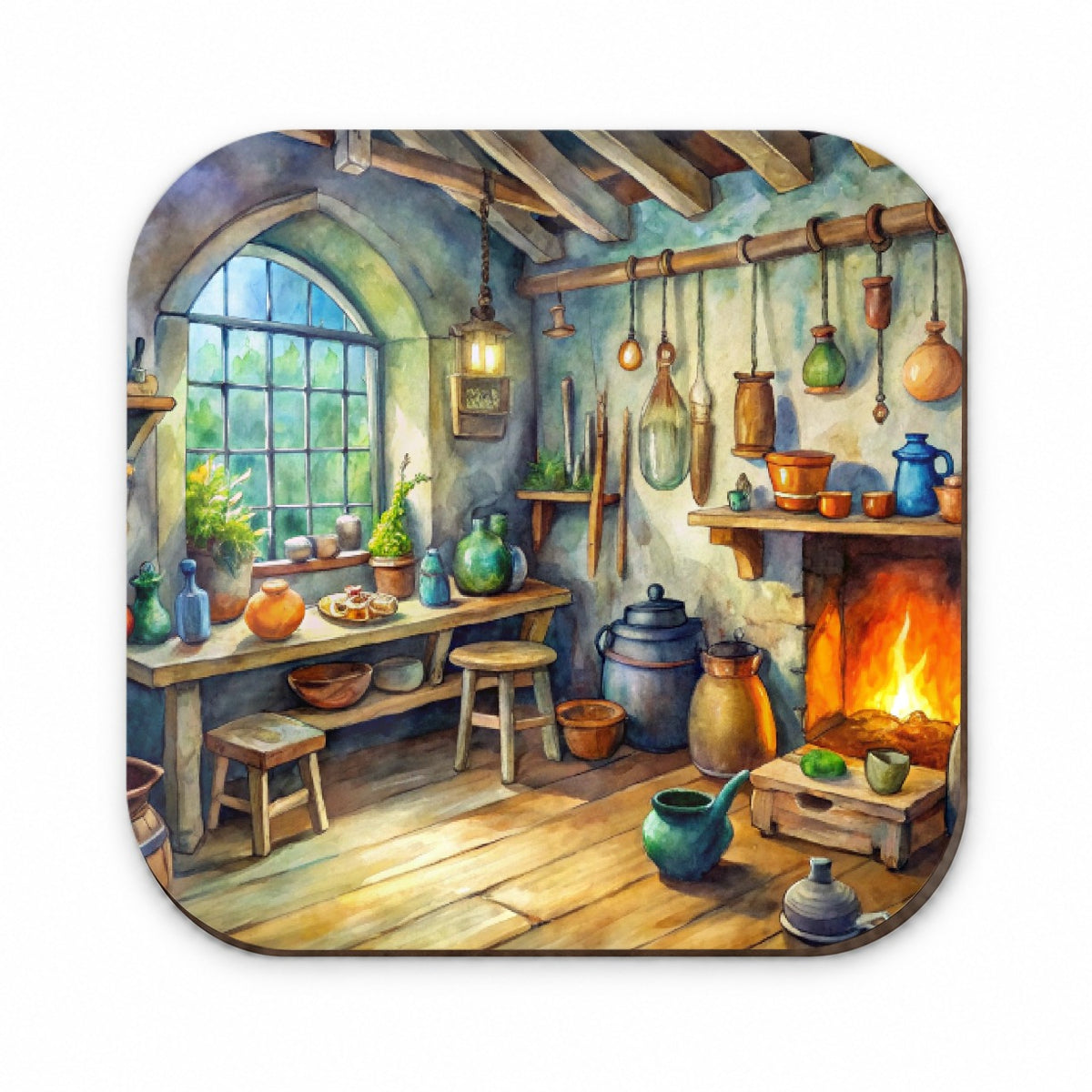 Fantasy Witch's Workshop Watercolor Fridge Magnet