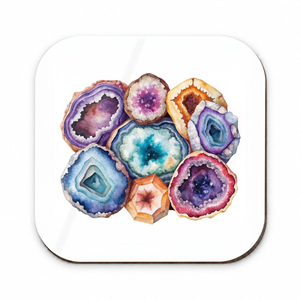 Geode Volcanic Crystals Cut Open Watercolor Fridge Magnet
