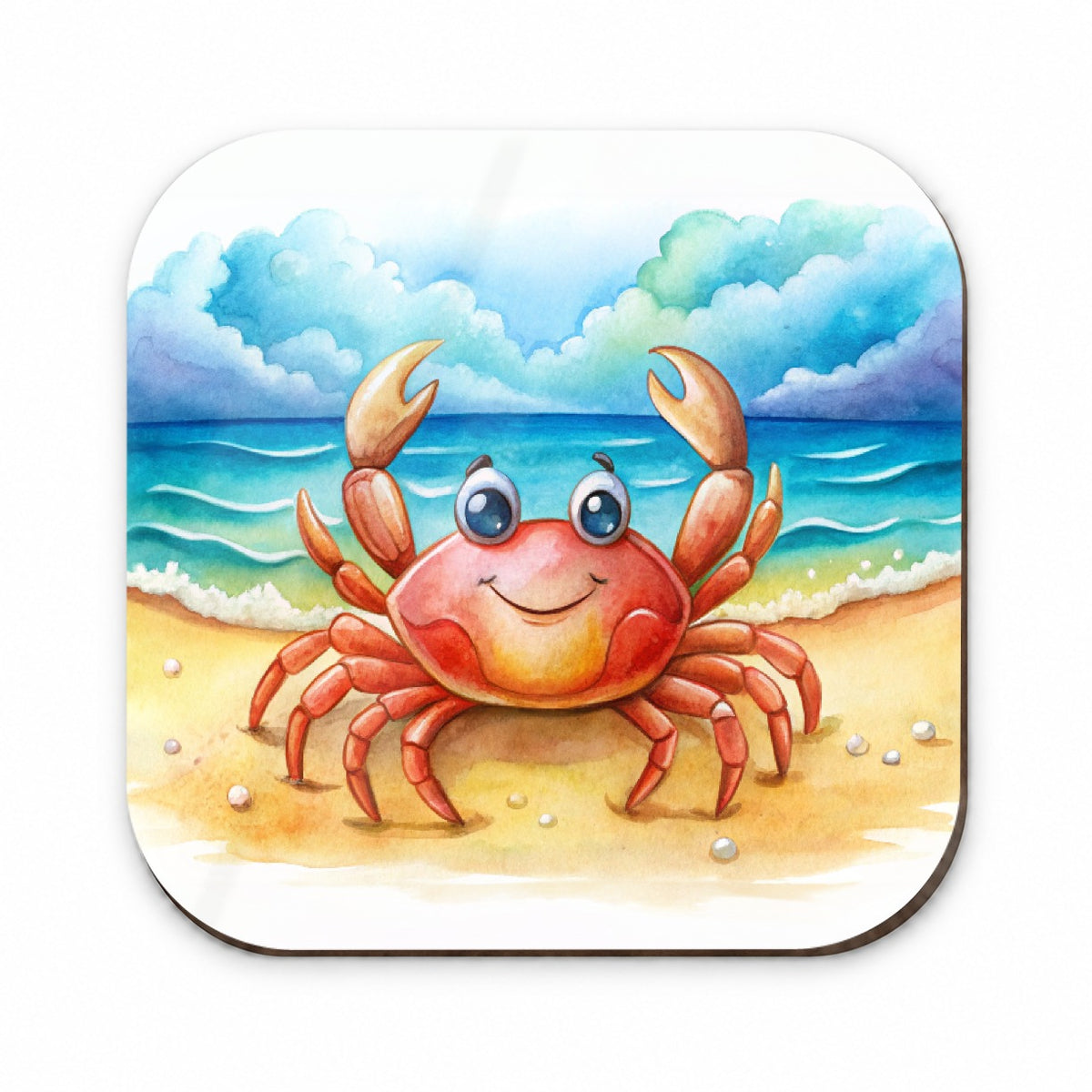 Happy Crab On The Tropical Beach Watercolor Fridge Magnet
